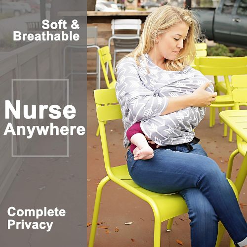  Kids N Nursing Cover, Car Seat Canopy, Shopping Cart, High Chair, Stroller and Carseat Covers for Boys and Girls - Best Stretchy Infinity Scarf and Shawl - Multi Use Breastfeeding Cover U