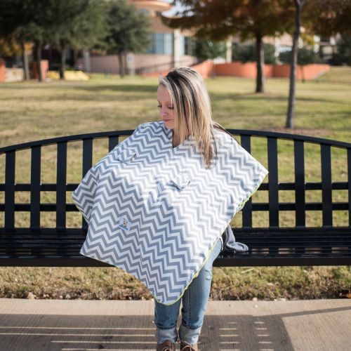 Kids N 2 in 1 Carseat Canopy and Nursing Cover Up with Peekaboo Opening | Large Infant Car Seat Canopy for Girl or Boy | Best Baby Shower Gift for Breastfeeding Moms | Chevron Pattern wit