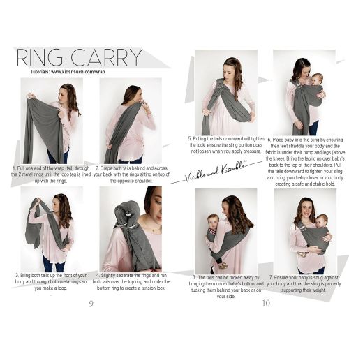  4 in 1 Baby Wrap Carrier and Ring Sling by Kids N Such | Gray and White Stripes Cotton | Use as a Postpartum Belt and Nursing Cover with Free Carrying Pouch | Best Baby Shower Gift