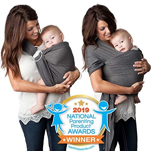  Kids N Such 4 in 1 Baby Carrier Wrap and Baby Sling Carrier, Charcoal Gray Cotton,Ring Sling