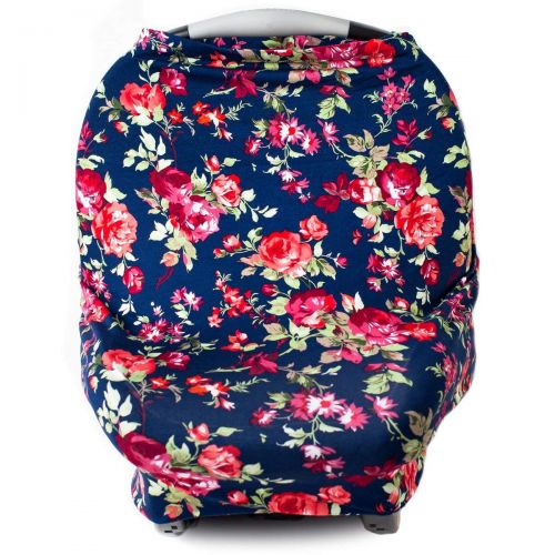  Kids N Such Car Seat Cover for Babies, Nursing Cover, Carseat Canopy - Vintage Navy Floral