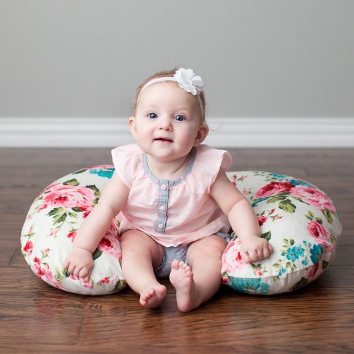  [아마존베스트]Kids N' Such Minky Nursing Pillow Cover | White Floral Pattern Slipcover | Best for Breastfeeding Moms | Soft Fabric Fits Snug On Infant Nursing Pillows to Aid Mothers While Breast Feeding | Gr