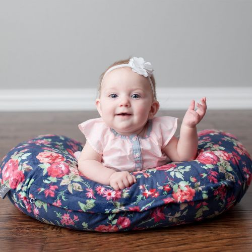  [아마존베스트]Kids N' Such Minky Nursing Pillow Cover | Navy Floral Pattern Slipcover | Best for Breastfeeding Moms | Soft Fabric Fits Snug On Infant Nursing Pillows to Aid Mothers While Breast Feeding | Gre