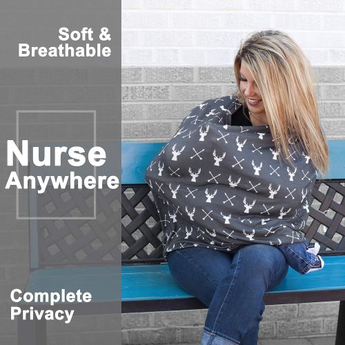  [아마존베스트]Kids N' Such Nursing Cover, Car Seat Canopy, Shopping Cart, High Chair, Stroller and Carseat Covers for Boys or Girls- Best Stretchy Infinity Scarf and Shawl- Multi Use Breastfeeding Cover- Gre