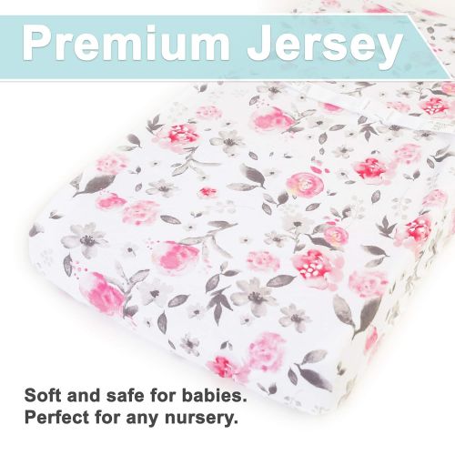  Kids N Such Changing Pad Covers Sheets - Premium Jersey Knit Cotton Change Pad Covers - Super Soft - Safe for Babies - Diaper Changing Pad Cover for Baby Change Table Pads - 2 Pack Girl Cradle