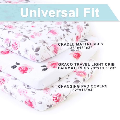  Kids N Such Changing Pad Covers Sheets - Premium Jersey Knit Cotton Change Pad Covers - Super Soft - Safe for Babies - Diaper Changing Pad Cover for Baby Change Table Pads - 2 Pack Girl Cradle