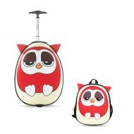 Kids suitcase i-baby 2PC Kids Luggage Set Toddler Suitcase Sets 3D Cartoon Rolling Luggage plus A 3D Animal Backpack Waterproof Children Travel Carry On Luggage Set (Red Owl)