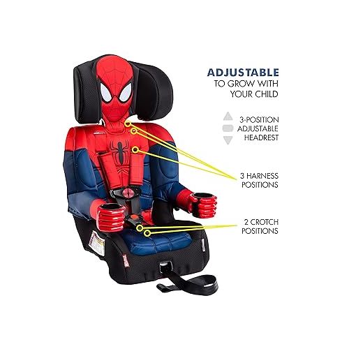  KidsEmbrace Marvel Spider-Man 2-in-1 Forward-Facing Booster Car Seat LATCH | 5-Point Harness Booster 22-65lbs converts to Belt-Positioning Booster 40-100lbs | Adjustable