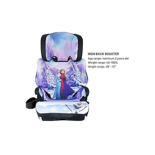  KidsEmbrace High Back Booster Car Seat, Disney Frozen Elsa and Anna Purple, White, Blue