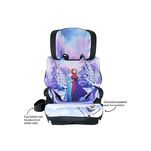  KidsEmbrace High Back Booster Car Seat, Disney Frozen Elsa and Anna Purple, White, Blue