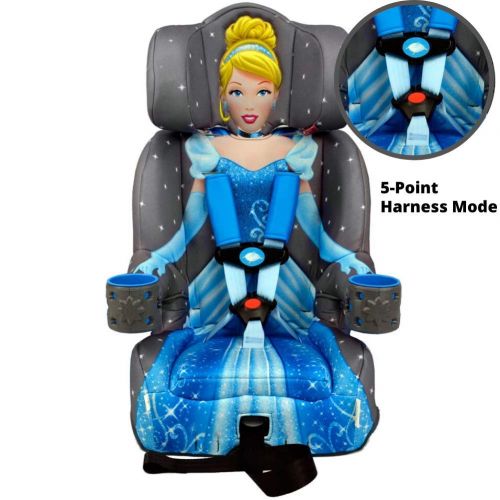  [아마존베스트]KidsEmbrace 2-in-1 Harness Booster Car Seat, Disney Princess Cinderella, Gray