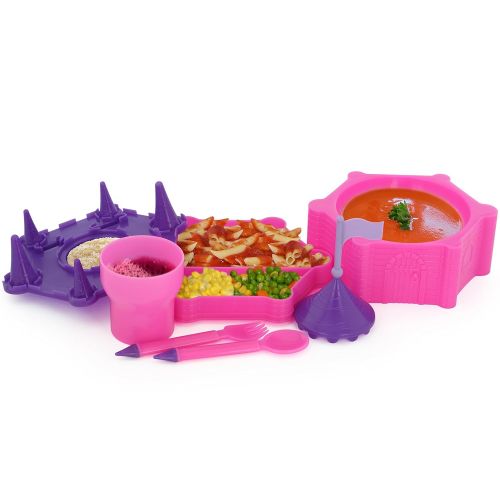  KidsFunwares Princess Platter Castle Place Setting - Transforms from a Castle into a Functional Meal Set - Includes Plate, Bowl, Fork, Spoon, Bowl and Condiment Plate - Dishwasher