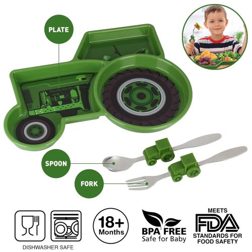  KidsFunwares UTU2HO0082 Me Me Time Tractor Kids Meal Set, Green