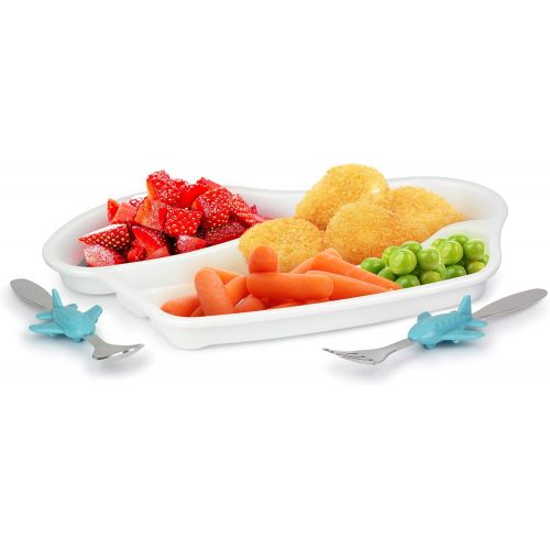  [아마존베스트]KidsFunwares Me Time Meal Set (Airplane)  3-Piece Set for Kids and Toddlers  Plate, Fork and Spoon that Children Love - Sparks your Childs Imagination and Teaches Portion Control