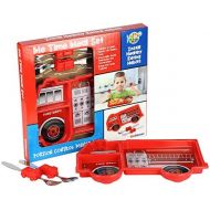 KidsFunwares Fire Engine Me Time Meal Set, Portion Control Divided Plate with Fork and Spoon for Kids