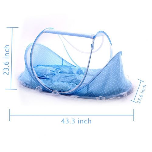  KidsTime Baby Travel Bed,Baby Bed Portable Folding Baby Crib Mosquito Net Portable Baby Cots Newborn Foldable Crib(BLUE)