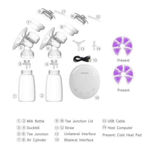  KidsTime Electric Breast Pump Double Breast Pump hands-Free Breastpump(WITH 2 x Cold Heat Pad AND 2 x Nipple)