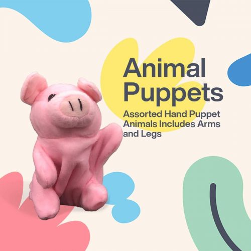  Animal Puppets 8.25 Inches  12 Pieces  Assorted Hand Puppet Animals Includes Arms And Legs - Great Party Favors, Fun, Toy, Gift, Prize  By Kidsco