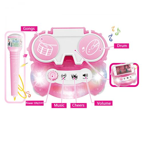  Kidsform Kid Karaoke System Machine Toy Set Music MP3 Player With 2 Microphones Built in Speaker Adjustable Stand FOR Cellphone Table MP3 MP4 Gift with Flashing Stage Lights and Applause