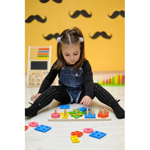  Kidsteins 3 Toys Value Pack - Math, Counting, Puzzle and Creativity Wooden Stem Toys for Cognitive Improvement Through Children Play - Great for Group Play and Learning