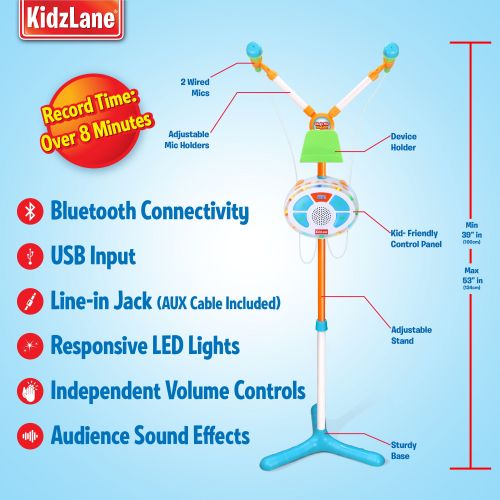  Kidzlane Kids Karaoke Machine and Music Player with Two Mics, Bluetooth and Aux Connectivity, LED Lights, and Sound Effects …