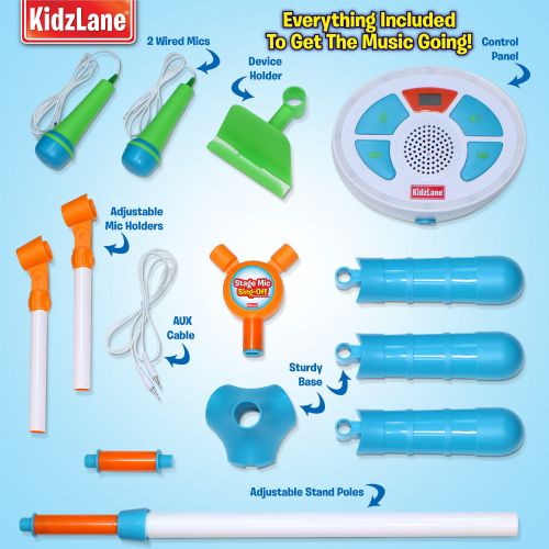  Kidzlane Kids Karaoke Machine and Music Player with Two Mics, Bluetooth and Aux Connectivity, LED Lights, and Sound Effects …