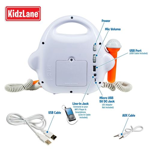  Kidzlane Kids MP3 Player Karaoke Machine 2 Microphone, Built in Music Storage, Bluetooth/MP3/AUX Connection