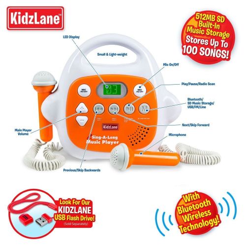  Kidzlane Kids MP3 Player Karaoke Machine 2 Microphone, Built in Music Storage, Bluetooth/MP3/AUX Connection