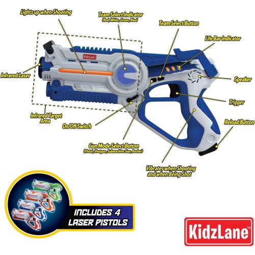  [아마존 핫딜]  [아마존핫딜]Kidzlane Infrared Laser Tag : Game Mega Pack - Set of 4 Players - Infrared Laser Gun Indoor and Outdoor Group Activity Fun. Infrared 0.9mW