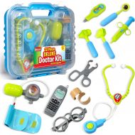 [아마존 핫딜]  [아마존핫딜]Kidzlane Durable Kids Doctor Kit with Electronic Stethoscope and 12 Medical Doctors Equipment, Packed in a Sturdy Gift Case