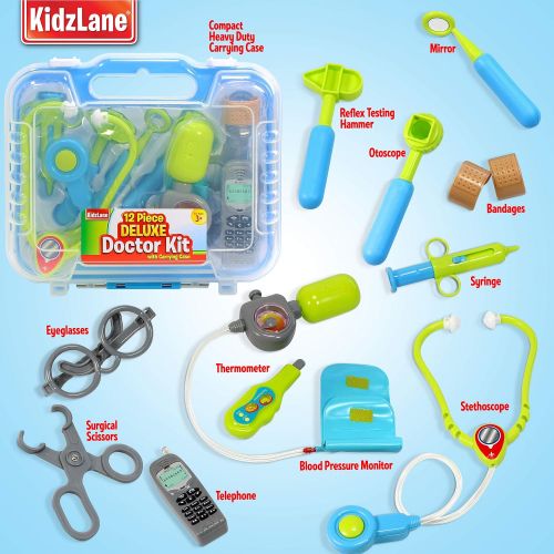  [아마존 핫딜]  [아마존핫딜]Kidzlane Durable Kids Doctor Kit with Electronic Stethoscope and 12 Medical Doctors Equipment, Packed in a Sturdy Gift Case