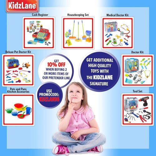  [아마존 핫딜]  [아마존핫딜]Kidzlane Durable Kids Doctor Kit with Electronic Stethoscope and 12 Medical Doctors Equipment, Packed in a Sturdy Gift Case