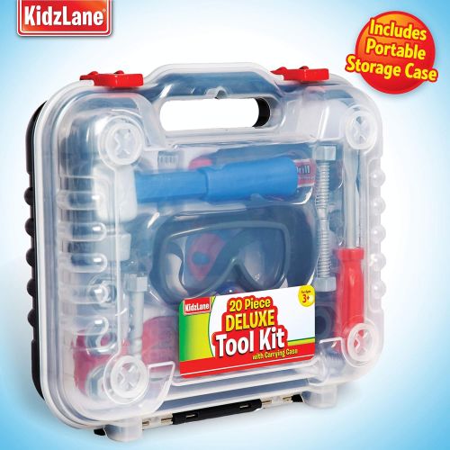  [아마존 핫딜]  [아마존핫딜]Kidzlane Durable Kids Tool Set with Electronic Cordless Drill and 18 Pretend Play Construction Accessories, with a Sturdy Case