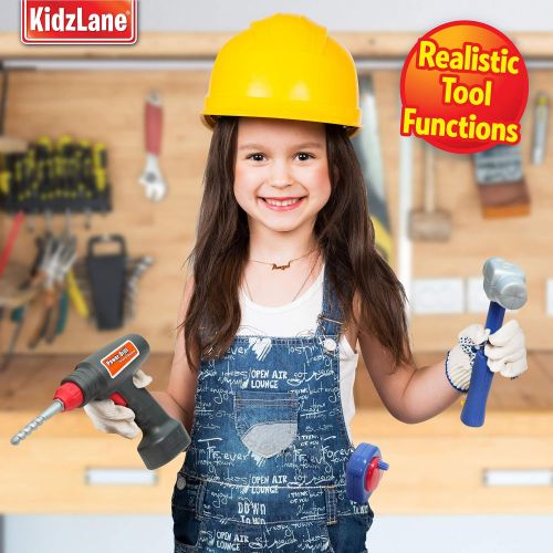  [아마존 핫딜]  [아마존핫딜]Kidzlane Durable Kids Tool Set with Electronic Cordless Drill and 18 Pretend Play Construction Accessories, with a Sturdy Case