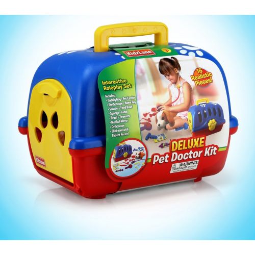  [아마존 핫딜] [아마존핫딜]Kidzlane Deluxe Pet Doctor Vet Kit, Interactive Pretend Role Play Set