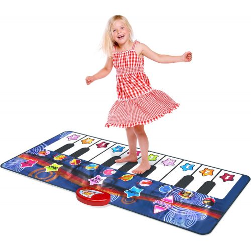  [아마존베스트]Kidzlane Durable Piano Mat, 10 Selectable Sounds, Play and Record, for Kids 2 to 5, Dance and Learn