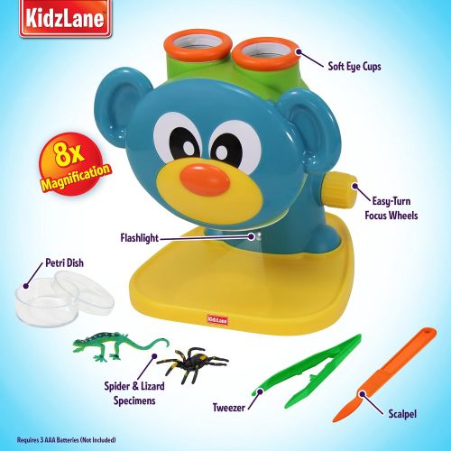  [아마존베스트]Kidzlane Microscope Science Toy for Kids - Toddler Preschool Microscope with Guide & Activity Booklet