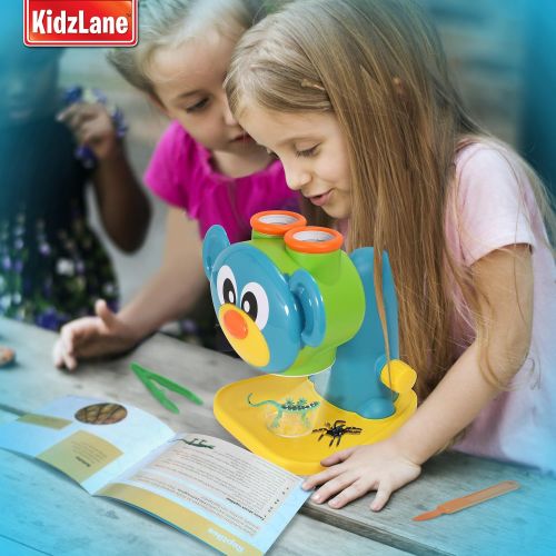  [아마존베스트]Kidzlane Microscope Science Toy for Kids - Toddler Preschool Microscope with Guide & Activity Booklet