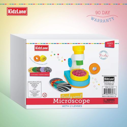  My First Microscope Science Kit by Kidzlane: Children’s Wooden Microscope with 2 Viewing Lenses and 10 Picture Slides - Best STEM Toys for Toddlers & Kids Ages 3+