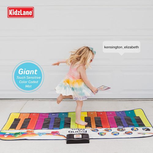  Kidzlane Floor Piano Mat for Kids and Toddlers - Giant 6 feet Piano Mat, 24 Keys  10 Song Cards, Built in Songs, Record & Playback, 8 Instrument Sounds  Age 3+