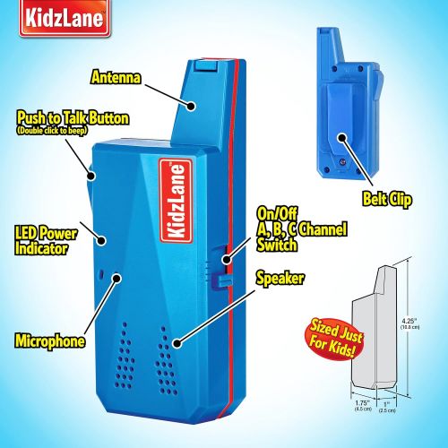  Kidzlane Durable Walkie Talkies, Easy To Use and Kids Friendly, 2 Mile Range, 3 Channel