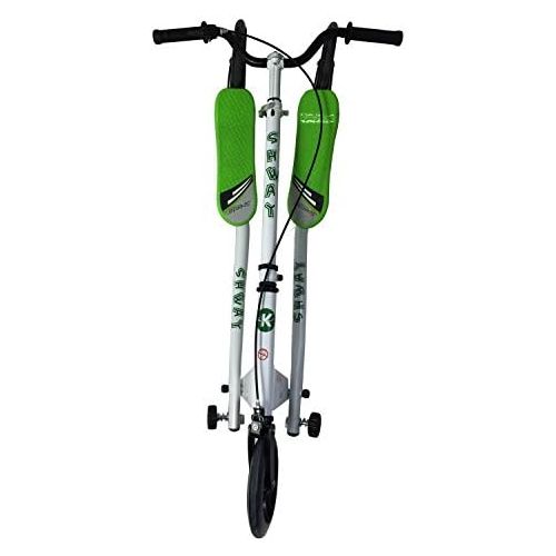  Kidzmotion Shway 3Wheel Swing Scooter Drifter Speeder White Frame/Green Trim (14+ Years), XL