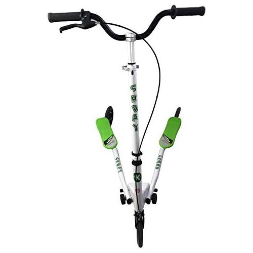  Kidzmotion Shway 3Wheel Swing Scooter Drifter Speeder White Frame/Green Trim (14+ Years), XL