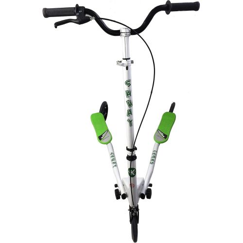  Kidzmotion Shway 3Wheel Swing Scooter Drifter Speeder White Frame/Green Trim (14+ Years), XL