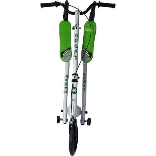  Kidzmotion Shway 3Wheel Swing Scooter Drifter Speeder White Frame/Green Trim (14+ Years), XL