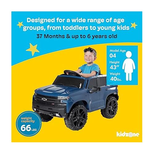  Kidzone 12V Battery Powered Licensed Chevrolet Silverado Trail Boss LT Kids Ride On Truck Car Electric Vehicle Jeep with Remote Control, MP3, LED Lights - Pink