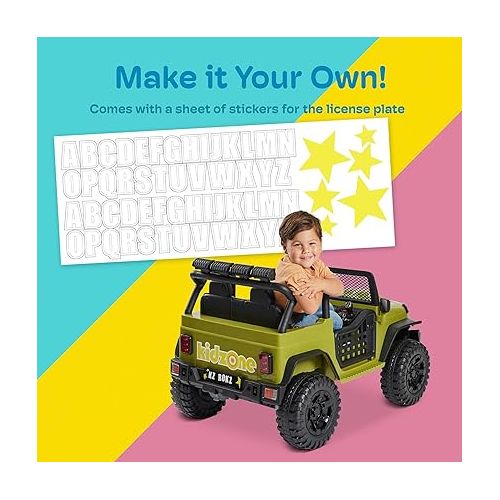  Kidzone 12V 3.8 MPH Kids 2-Seater Ride On Truck Car Electric Vehicles w/Personalize License Plate, 4-Wheeler Suspension, Parent Remote Control, MP3, 3 Speeds, LED Lights, Bluetooth, Radio - Pink