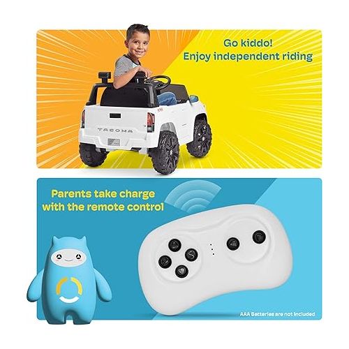  Kidzone 12V Ride on Truck, Battery Powered Licensed Toyota Tacoma Electric Car for Kids, Electric Vehicle Toy with Remote Control, 3 Speeds, MP3, Horn, LED Lights, Suspension System - Green