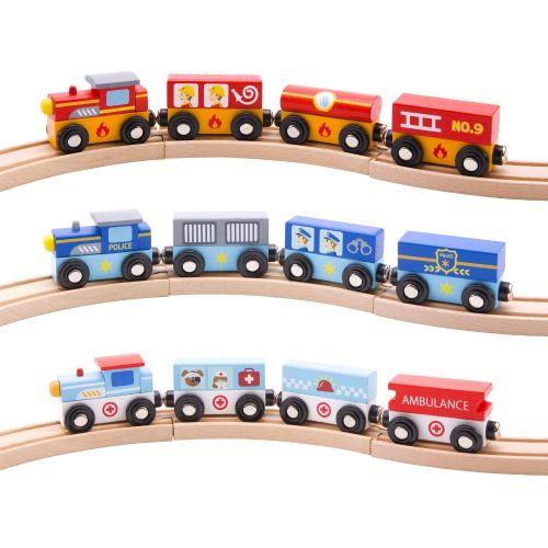  Kidzzy Toys Wooden Train Set with Box and Cover (12 Set) Toys for Kids