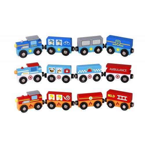  Kidzzy Toys Wooden Train Set with Box and Cover (12 Set) Toys for Kids
